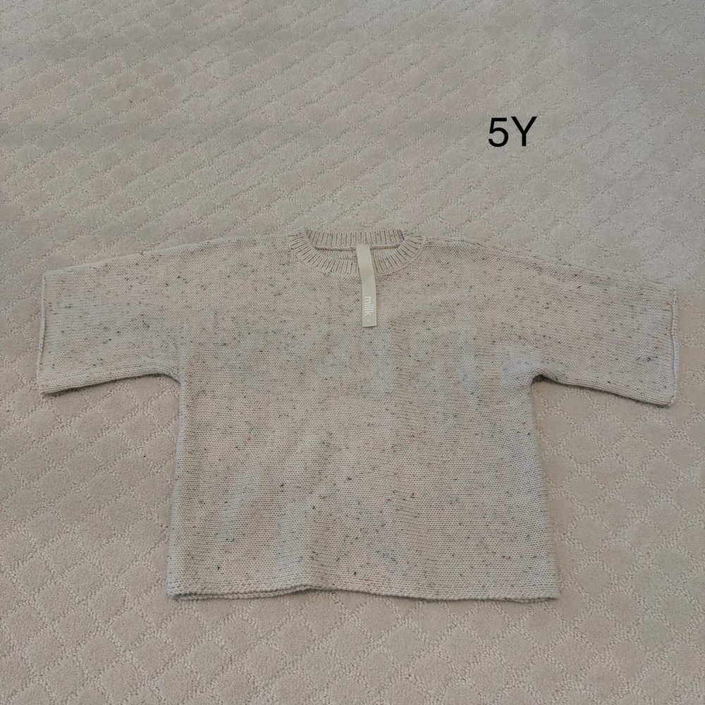 Kids Cream Sprinkle Knit Sweater Top - Cream